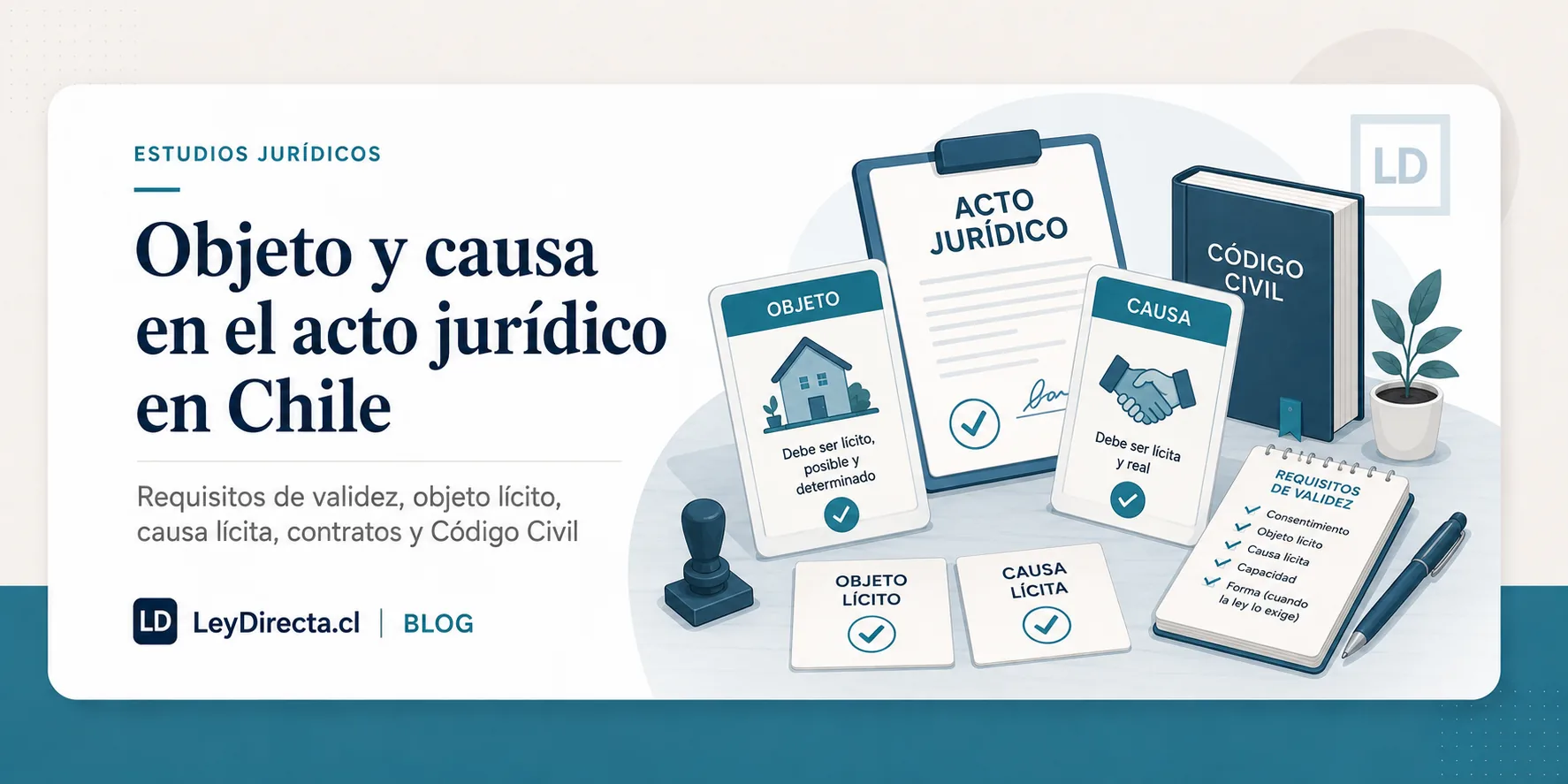 Ilustración jurídica sobre objeto y causa en el acto jurídico en Chile, objeto lícito, causa lícita, contratos y Código Civil